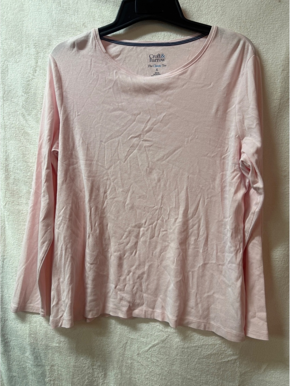 Croft & Barrow Classic Tee Long Sleeve Pink Cotton Shirt XL